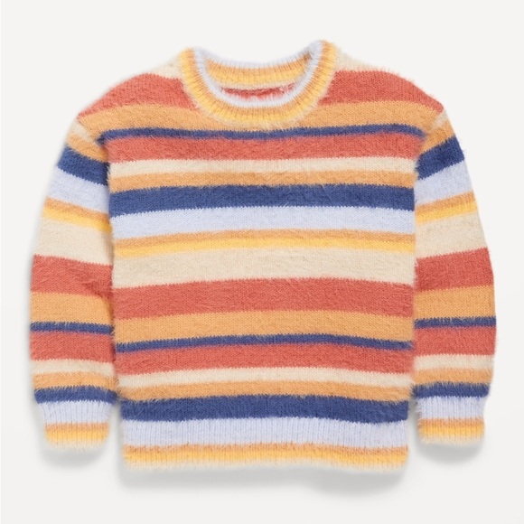 OLD NAVY Y2K Style Sweater Toddler Kids Eyelash Multicolor Striped Soft Fuzzy - Picture 1 of 5
